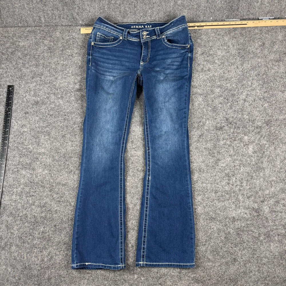 Gemma Rae Jeans Womens Size 15/32 Blue Flare Bootcut Contrast Stitch Stretch